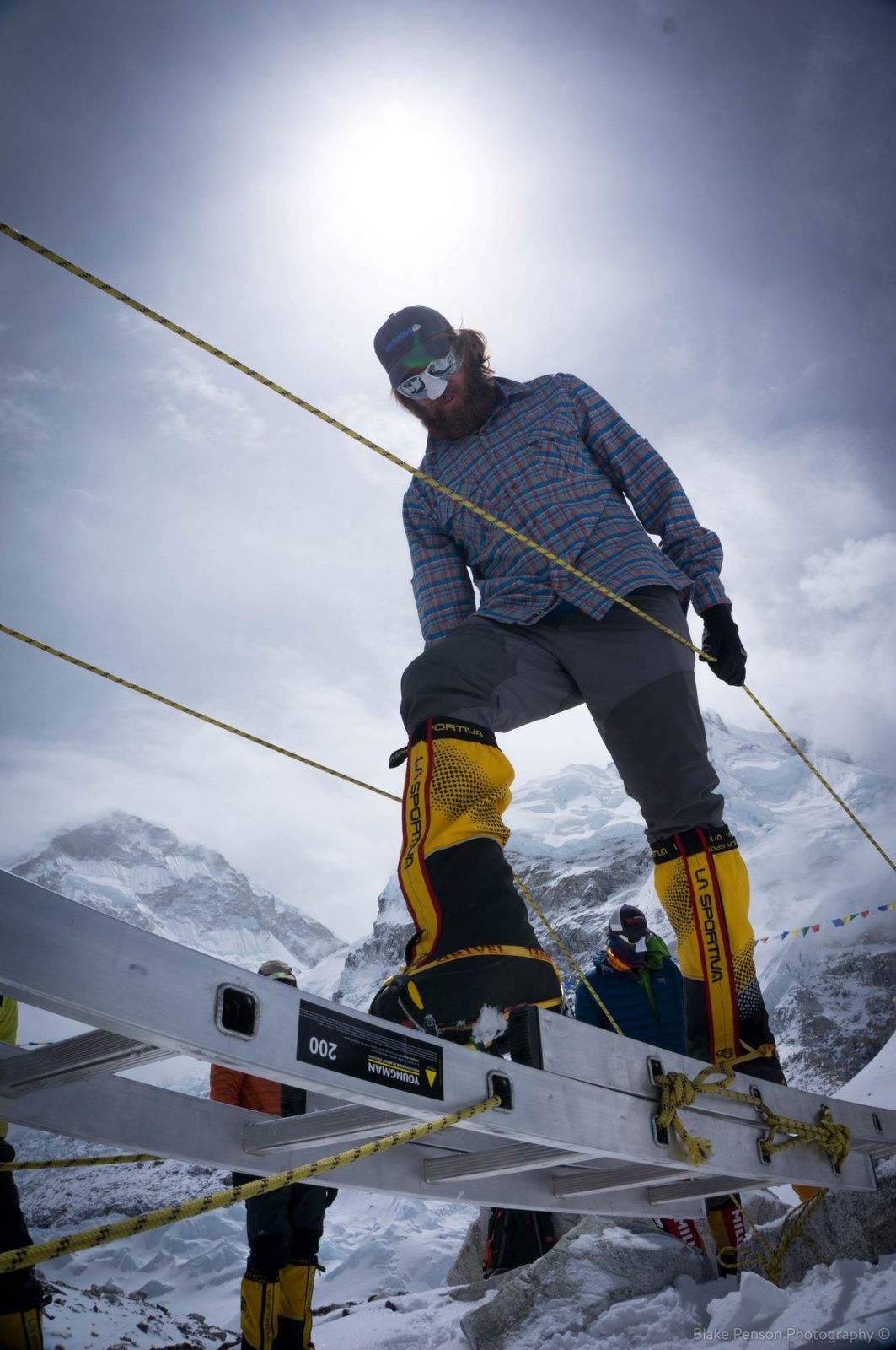 Working on my ladder training, yes the glasses beak is necessary, duct tape not so much…