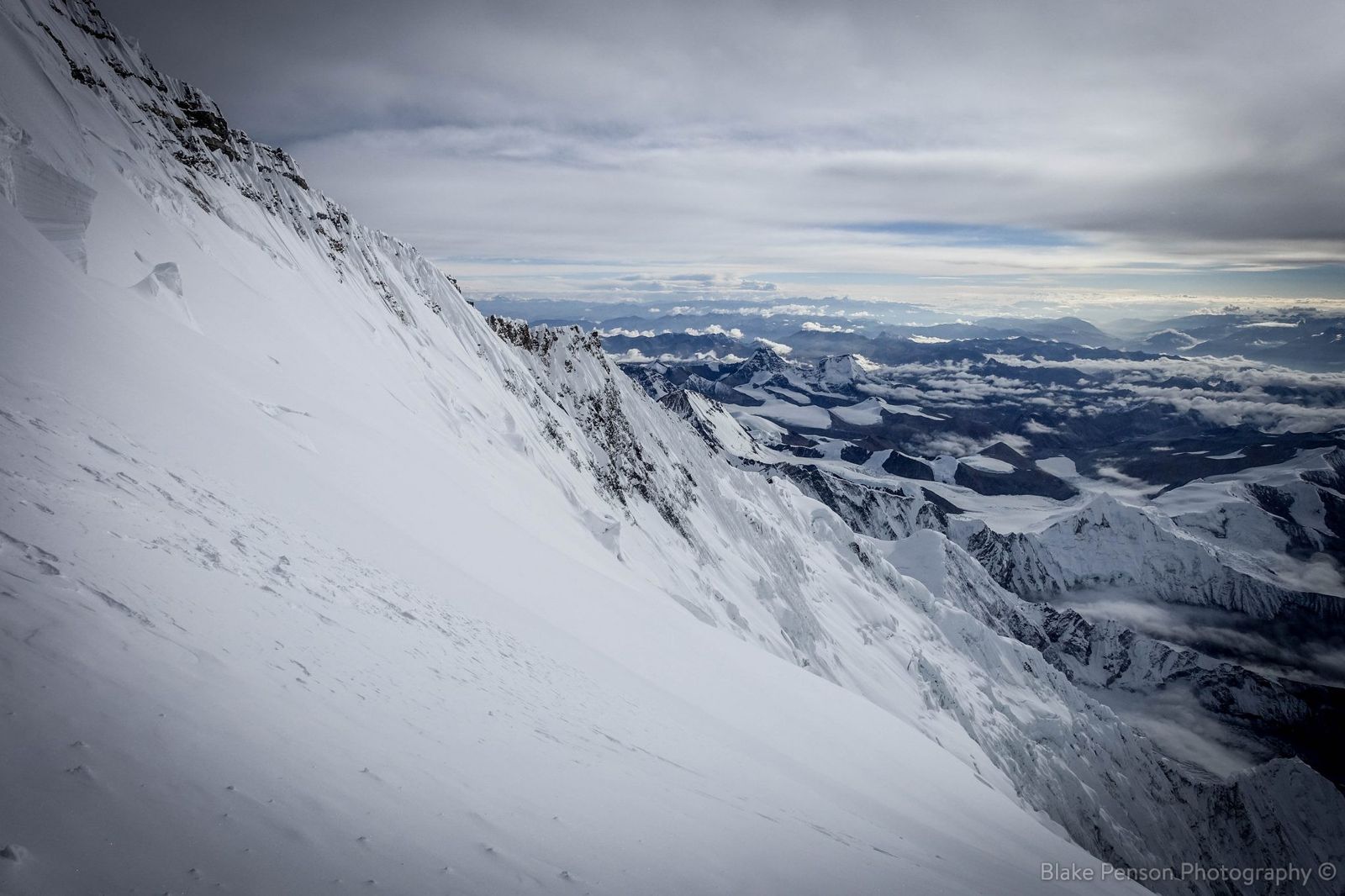 Views into Tibet and China as we climb from The Balcony to the South Summit. Bits of blue sky! Things were looking good.