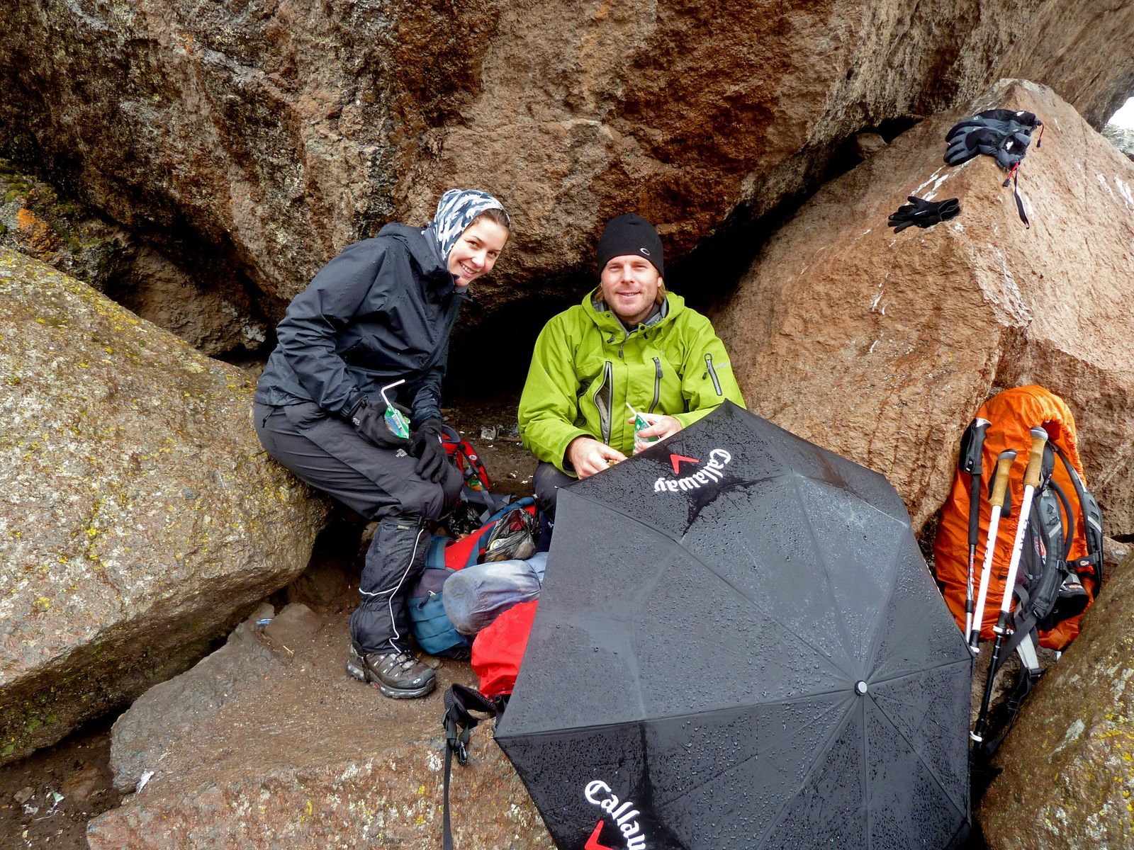 Living the dream? Something in the back of my mind told me to bring an umbrella on this trip, not normal mountain climbing gear but probably my most important piece of kit on Kili.
