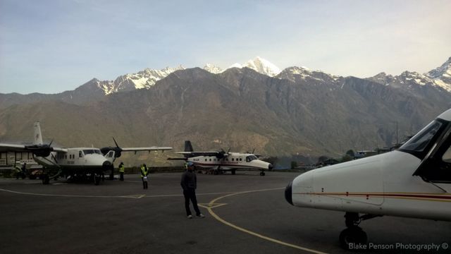Waiting for our ride out of Lukla to Kathmandu