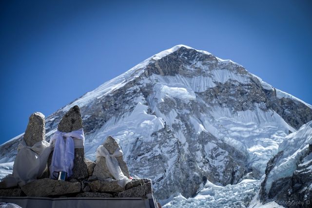 Lower part of Everest, massive summit pyramid behind cannot be seen