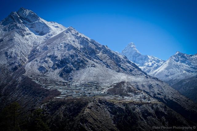 The view back to Phortse with Ama Dablam in the background