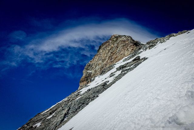 Matterhorn climb – wind starting to rip up top, we are behind schedule, hope weather holds