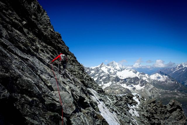 Matterhorn Descent – off the top and now making our way across to the (never ending – soul destroying) ridge line