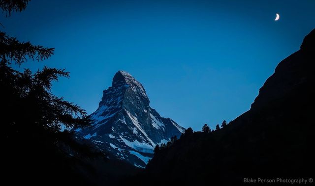 Back in Zermatt. I turn around to see what all the tourists were taking photos of. This unforgiving pyramid of rock of course. Total time Hut to Summit to Zermatt = 18.5 hours. That was a tough day!