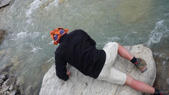 Billy testing the water – yep, freezing