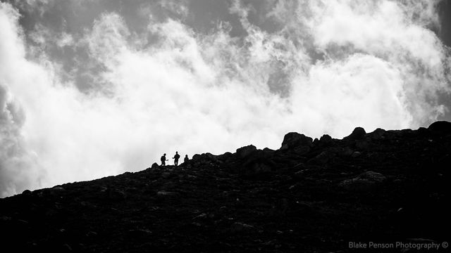Some of the team descending from the peak