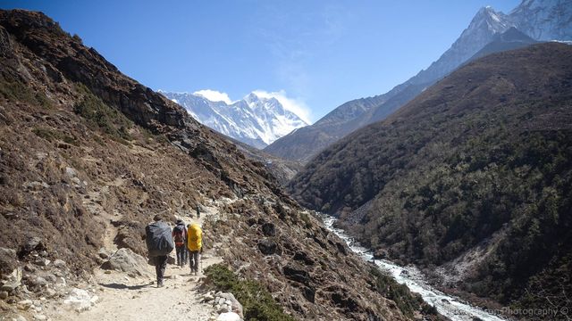 Nearing Dingboche with Photse and Everest in the background