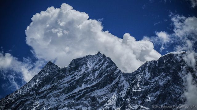Clouds building in the adjacent Khumbu valley