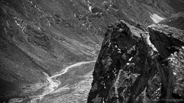 View straight down into the valley