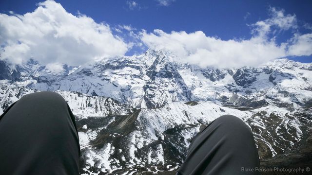 Looking back from the top of the 5000m peak