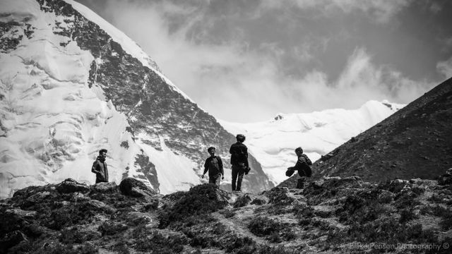Teens playing outside of Dingboche