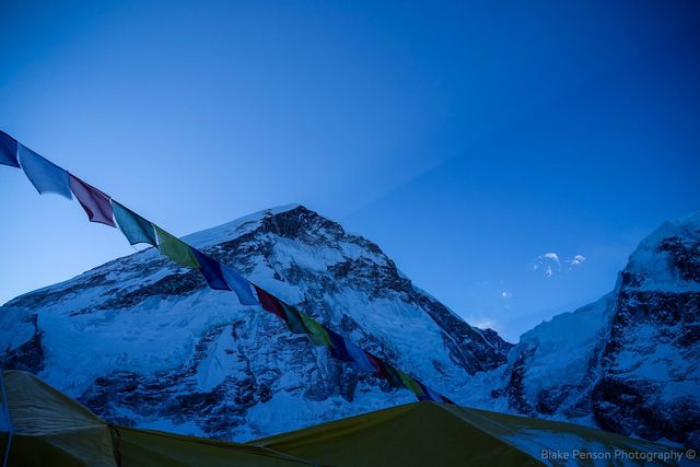 Rays shooting over Everest’s west shoulder
