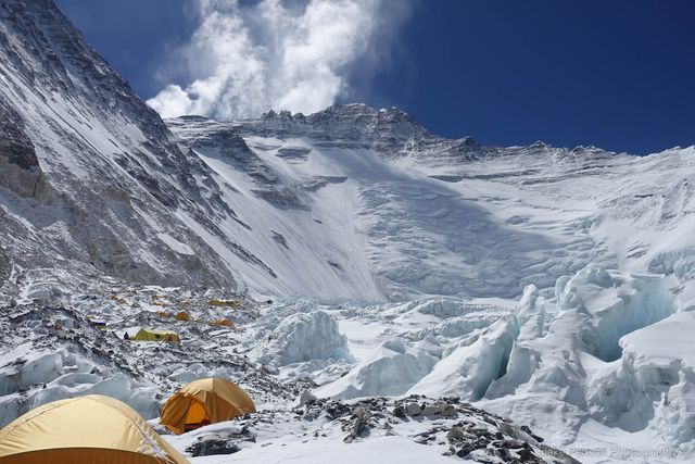 Looking up towards the Lhotse Face from our Camp 2
