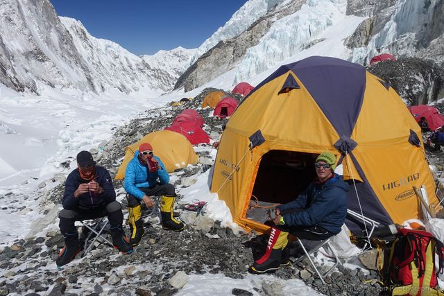 Steve, our assistant guide & our expedition leader chilling outside the Camp 2 mess tent