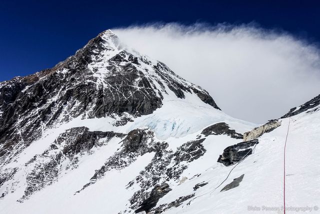 Looking up to the South Summit of Everest from the top of the Geneva Sput