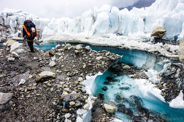 Melt water rushing through the lower Khumbu now